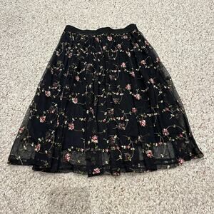 Sheer Embroidered Floral Skirt Sz S Forever 21 Fairy Grunge Whimsigoth Dark